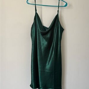 ARULA Teal Satin Slip Dress
